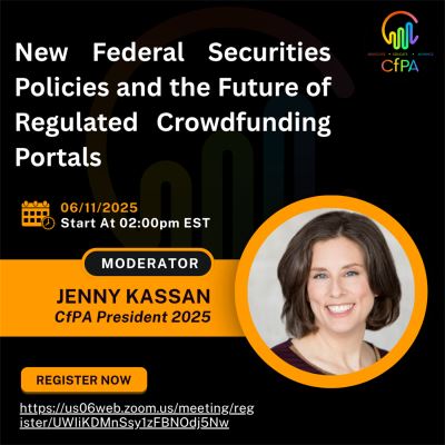 Webinar 6/11: Wednesday, 02:00 PM EDT - New Federal Securities Policies and the Future of Regulated Crowdfunding Portals